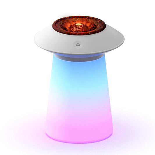 HX126 Sound Pickup RGB Light Volcano Humidifier Simulated Flame Aromatherapy Machine, Color: White by buy2fix