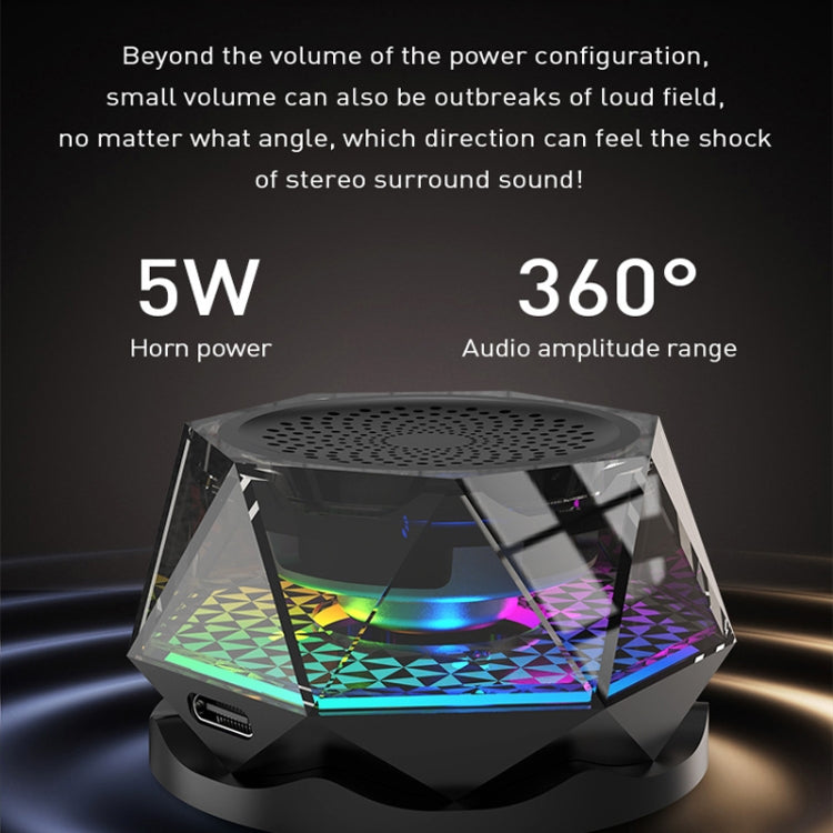 Magnetic Diamond Bluetooth Speaker with RGB Color Light Portable Phone Stand - Mini Speaker by buy2fix | Online Shopping UK | buy2fix