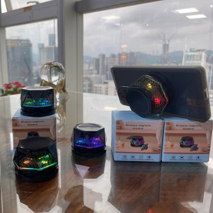 Magnetic Diamond Bluetooth Speaker with RGB Color Light Portable Phone Stand - Mini Speaker by buy2fix | Online Shopping UK | buy2fix