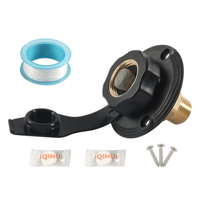 RV Brass Water Inlet Check Valve Yacht Accessories, Color: Black+Raw Tape by buy2fix