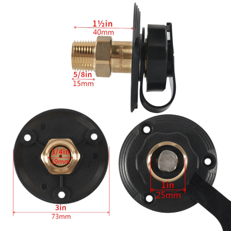 RV Brass Water Inlet Check Valve Yacht Accessories, Color: Black+Raw Tape by buy2fix