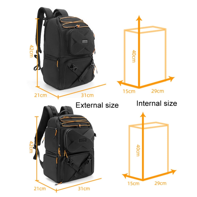 Cwatcun D132 DSLR Camera Backpack Hard-shell Crashproof Waterproof Decompression Shoulder Photo Bag, Color: 2nd Generation Large Black - Backpack by Cwatcun | Online Shopping UK | buy2fix