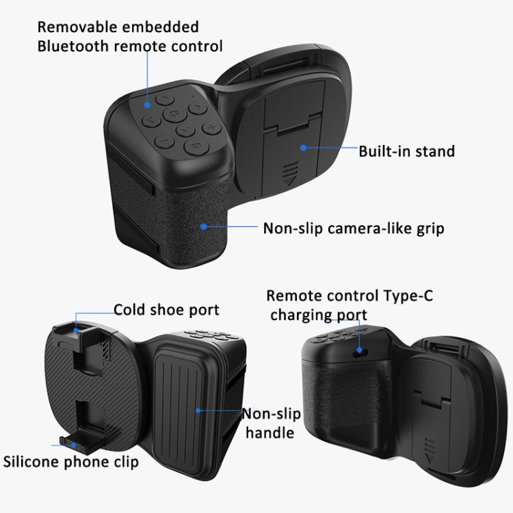 Phone Camera Grip With Cold Shoe Mount and Bluetooth Remote Control With Fill Light - Phone Remote Control by buy2fix | Online Shopping UK | buy2fix