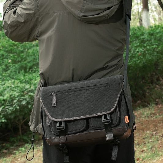 Cwatcun D142 Vintage Camera Bag Shoulder Messenger Bag Camera Digital Storage Bag, Color: Medium Black - Strap Satchel by Cwatcun | Online Shopping UK | buy2fix
