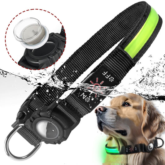 For AirTag Dog Collar LED Waterproof Quick Release Collar, Size: S(Green) - Pet Series by buy2fix | Online Shopping UK | buy2fix