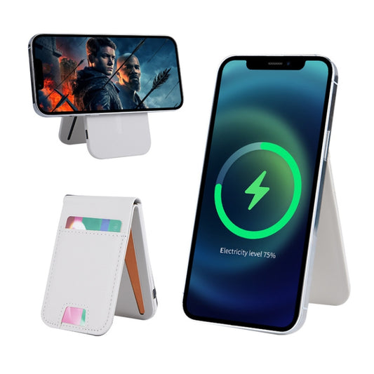 3 in 1 Cellphone Magnetic Wireless Charger Card Holder Phone Bracket(Beige) - Wireless Charger by buy2fix | Online Shopping UK | buy2fix