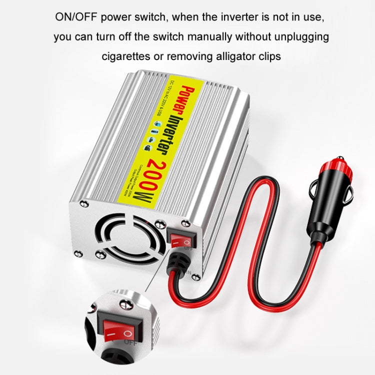 200W Modified Sine Wave Inverter Car Mobile Phone 2.1A Universal Power Supply, Specification: 12 To 220V by buy2fix