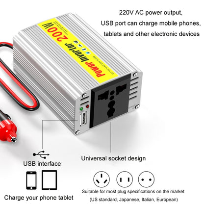 200W Modified Sine Wave Inverter Car Mobile Phone 2.1A Universal Power Supply, Specification: 12 To 220V by buy2fix