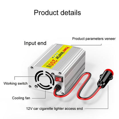 200W Modified Sine Wave Inverter Car Mobile Phone 2.1A Universal Power Supply, Specification: 12 To 220V by buy2fix