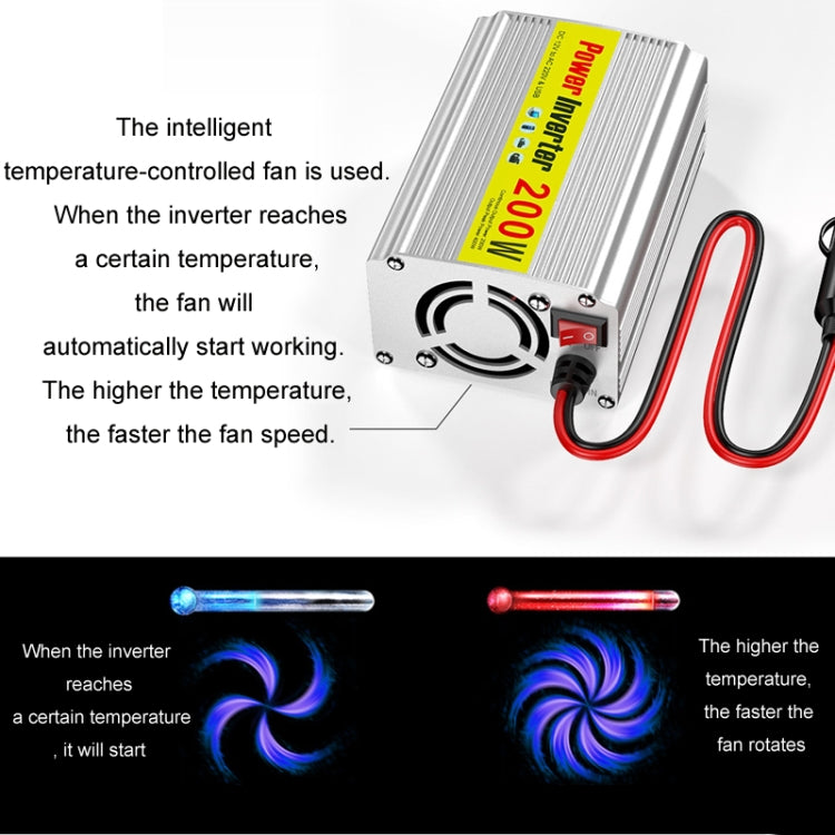 200W Modified Sine Wave Inverter Car Mobile Phone 2.1A Universal Power Supply, Specification: 12 To 220V by buy2fix