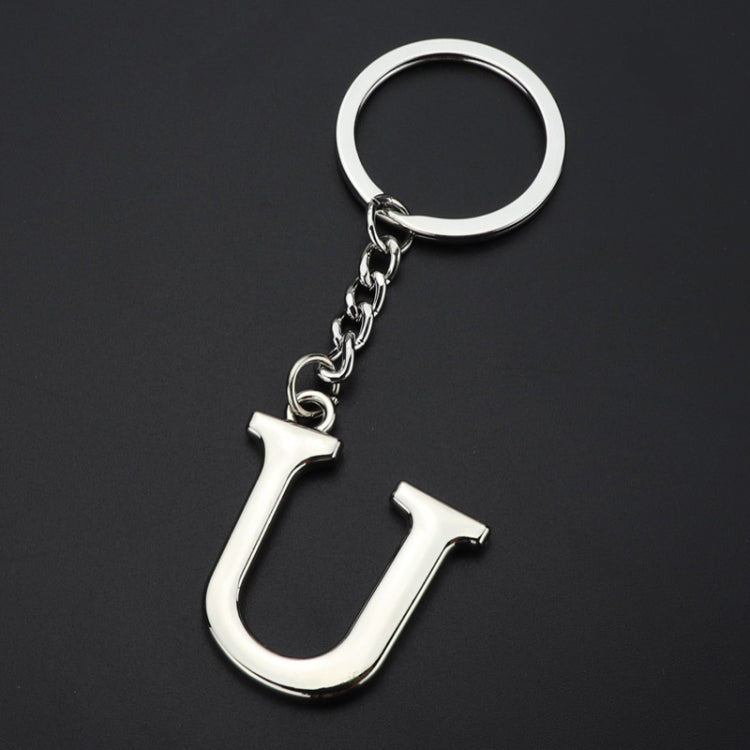 Double-Sided Three-Dimensional Plating Alphabet Keychain, Style: U by buy2fix