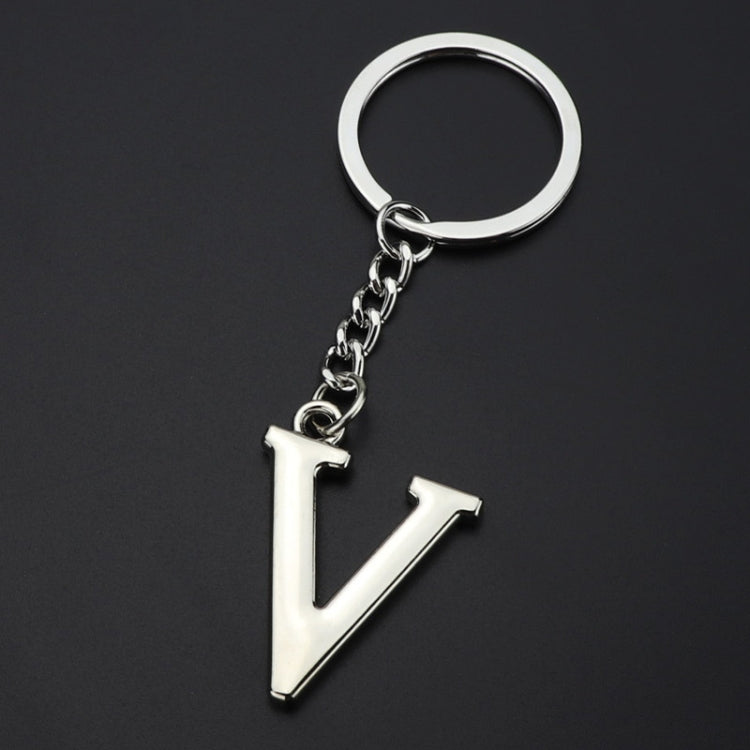 Double-Sided Three-Dimensional Plating Alphabet Keychain, Style: V - Key Rings by buy2fix | Online Shopping UK | buy2fix