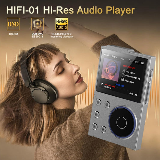 2.4 Inch HIFI Bluetooth Music Player DSD256 Mastering Sound Quality Walkman, Memory: 16GB+8GB(Gray) by buy2fix