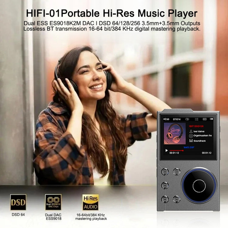 2.4 inch HIFI Bluetooth Music Player DSD256 Mastering Sound Quality Walkman, Memory: 16GB+8GB(Gray) - MP3 Player by buy2fix | Online Shopping UK | buy2fix