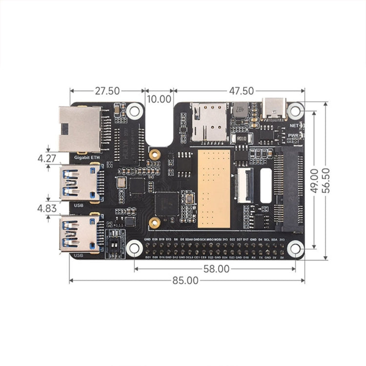 Waveshare For Raspberry Pi 5 PCIe to MiniPCIe / Gigabit Ethernet / USB 3.2 Gen1 HAT, Spec: No Accessories - Raspberry Pi Accessories by Waveshare | Online Shopping UK | buy2fix