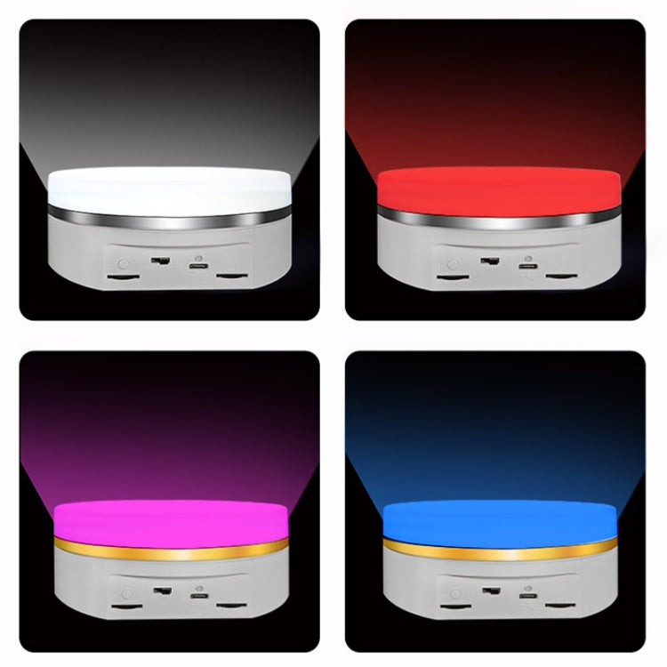 Intelligent Colourful Light Electric Speed Contro Round 360 Degree Rotating Plate Display Table, Color: White Charging -  by buy2fix | Online Shopping UK | buy2fix