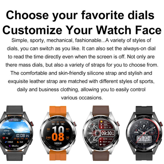 1.43 inch AMOLED Screen Smartwatch Heart Rate Blood Pressure Monitoring Bluetooth Talking Sports Watch, Color: Silver Orange Silicone Strap by buy2fix