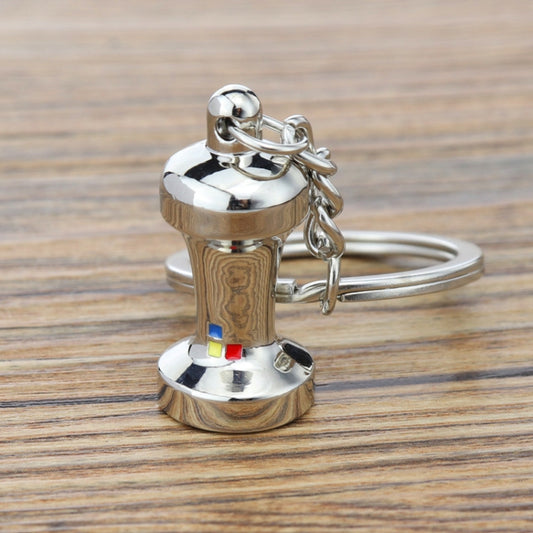 Mini Metal Keychain Coffee Utensils Decorative Pendant, Style: Powder Hammer Silver by buy2fix