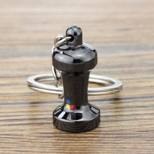 Mini Metal Keychain Coffee Utensils Decorative Pendant, Style: Powder Hammer Black by buy2fix