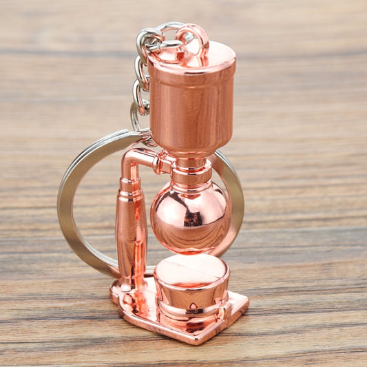 Mini Metal Keychain Coffee Utensils Decorative Pendant, Style: Siphon Pot Rose Gold by buy2fix