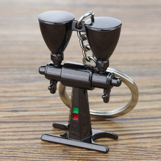 Mini Metal Keychain Coffee Utensils Decorative Pendant, Style: Dual-Head Bean Grinder Black by buy2fix