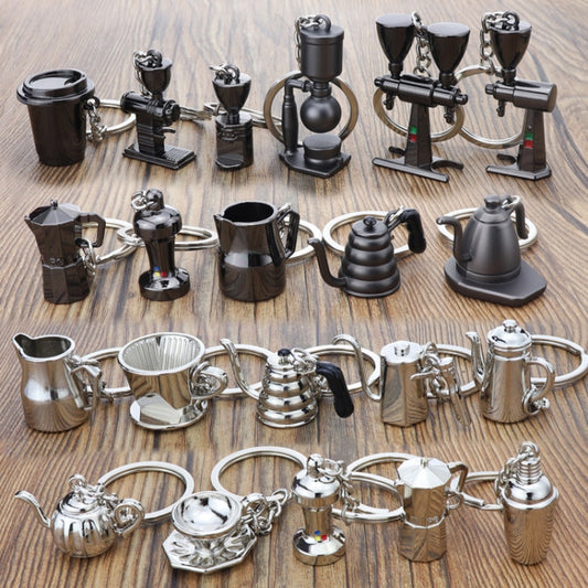 Mini Metal Keychain Coffee Utensils Decorative Pendant, Style: Dual-Head Bean Grinder Rose Gold by buy2fix
