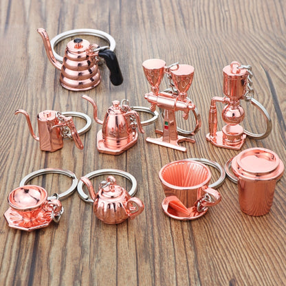 Mini Metal Keychain Coffee Utensils Decorative Pendant, Style: Dual-Head Bean Grinder Rose Gold - Key Rings by buy2fix | Online Shopping UK | buy2fix