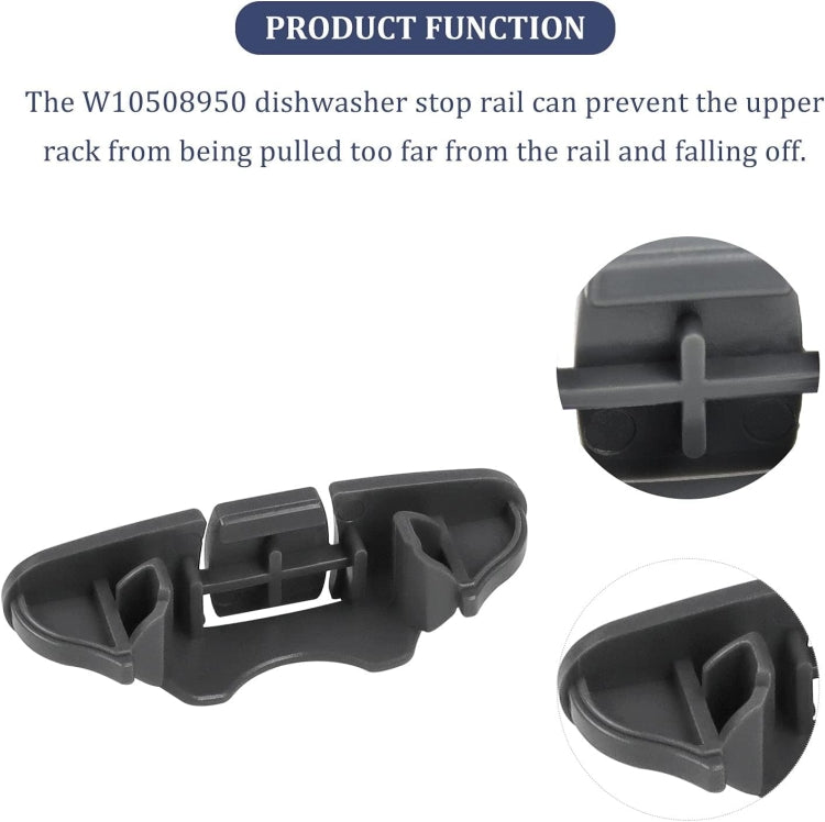 2pcs W10508950 Dishwasher Rack Stop Clip For Whirlpool Replacement Parts - Dish Washers & Accessories by buy2fix | Online Shopping UK | buy2fix