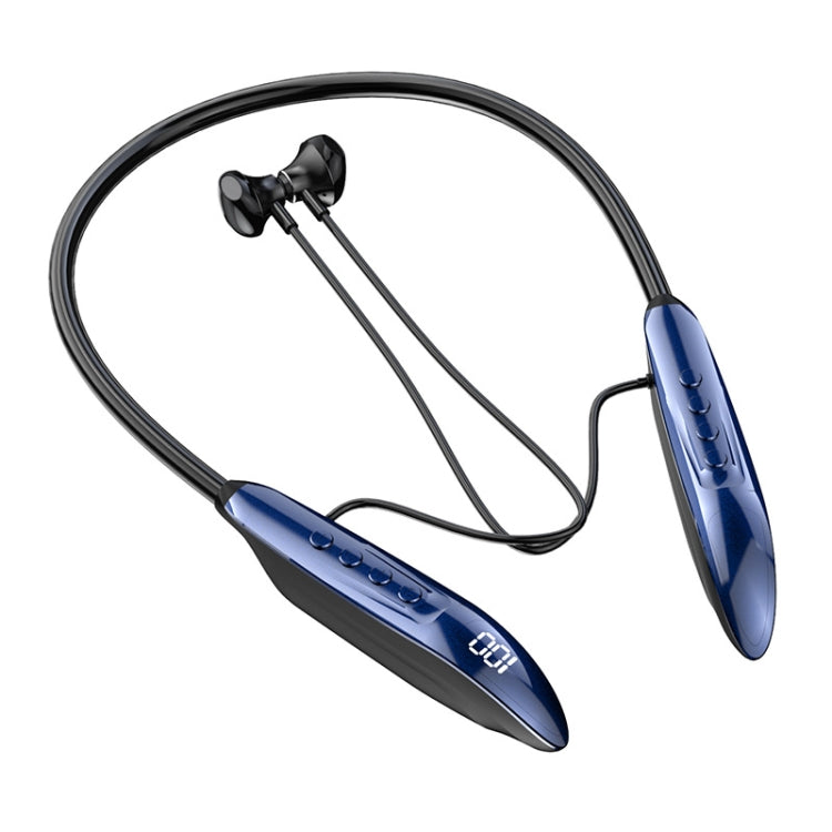 M518P Running Sports Long Standby Semi-In-Ear Neck-Hanging Digital Bluetooth Earphone(Blue) - Neck-mounted Earphone by buy2fix | Online Shopping UK | buy2fix