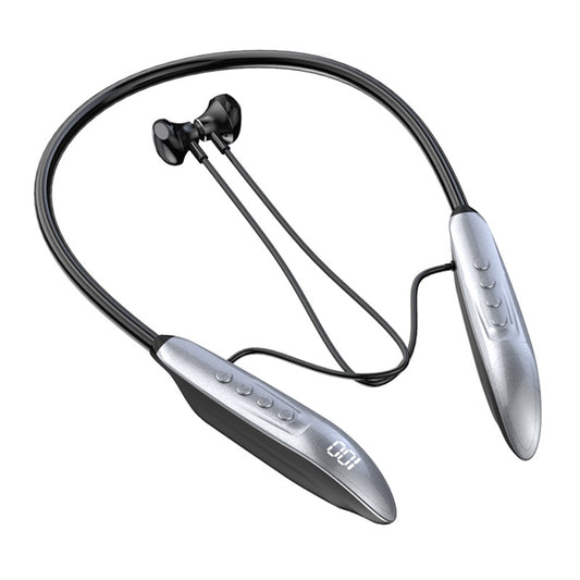 M518P Running Sports Long Standby Semi-In-Ear Neck-Hanging Digital Bluetooth Earphone(Silver) - Neck-mounted Earphone by buy2fix | Online Shopping UK | buy2fix