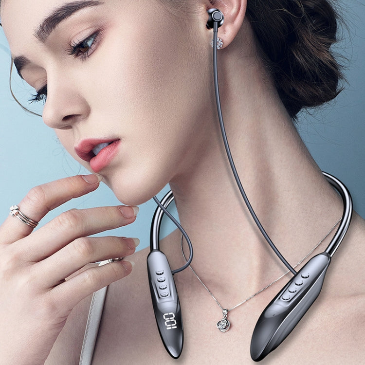 M518P Running Sports Long Standby Semi-In-Ear Neck-Hanging Digital Bluetooth Earphone(Black) - Neck-mounted Earphone by buy2fix | Online Shopping UK | buy2fix