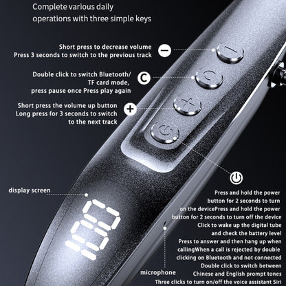 M518P Running Sports Long Standby Semi-In-Ear Neck-Hanging Digital Bluetooth Earphone(Black) - Neck-mounted Earphone by buy2fix | Online Shopping UK | buy2fix