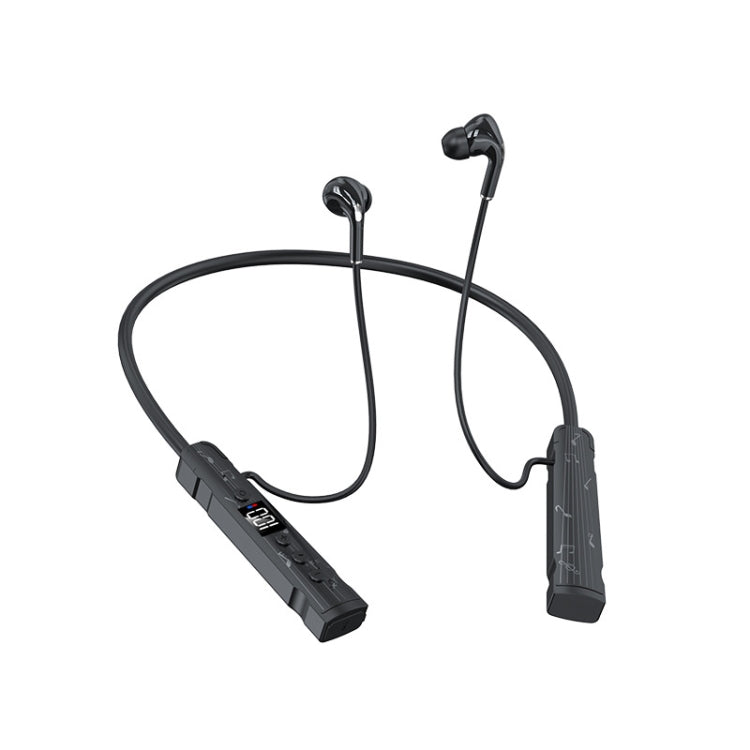 M226 Neck-Hanging In-Ear Pentatone Wired Sports Digital Display Bluetooth Earphone(Black) - Neck-mounted Earphone by buy2fix | Online Shopping UK | buy2fix