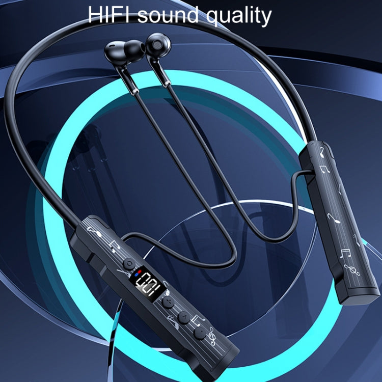 M226 Neck-Hanging In-Ear Pentatone Wired Sports Digital Display Bluetooth Earphone(Black) - Neck-mounted Earphone by buy2fix | Online Shopping UK | buy2fix