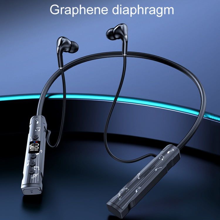 M226 Neck-Hanging In-Ear Pentatone Wired Sports Digital Display Bluetooth Earphone(Black) - Neck-mounted Earphone by buy2fix | Online Shopping UK | buy2fix