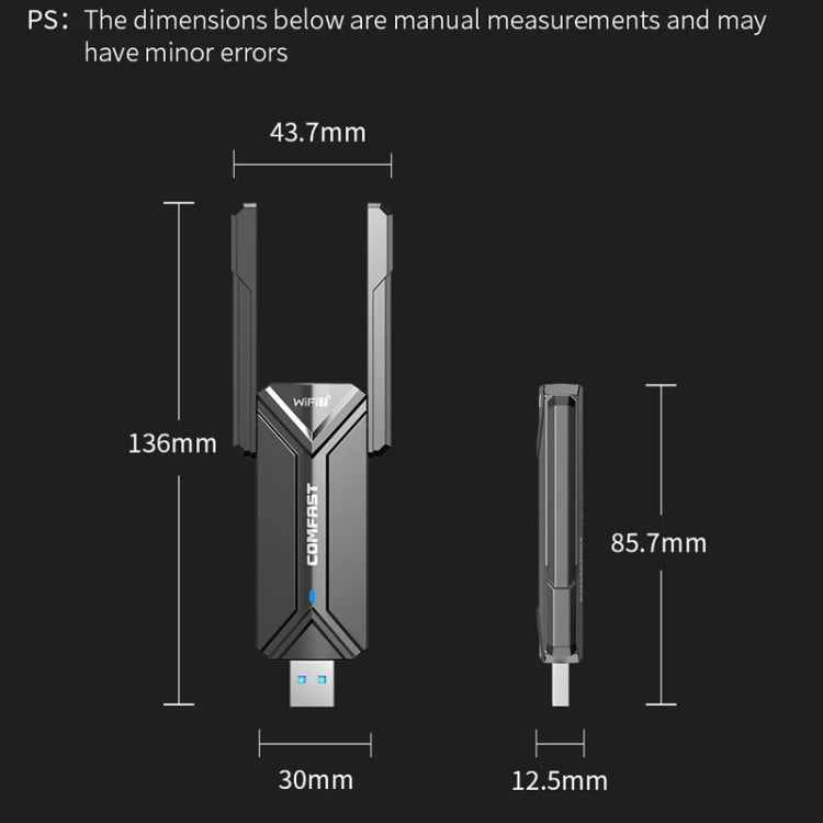 COMFAST CF-983BE WiFi7 Tri-Band 6500Mbps USB Wireless Network Adapter PC Network Card - USB Network Adapter by COMFAST | Online Shopping UK | buy2fix