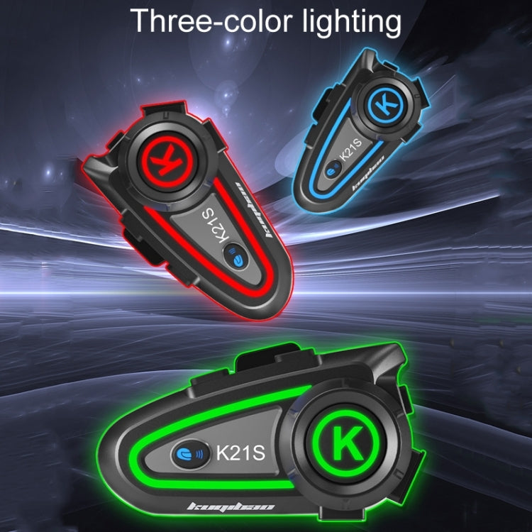 KUQIBAO K21S Motorcycle Riding Helmet Dual Intercom Bluetooth Headset With Lights(Soft Microphone) by KUQIBAO