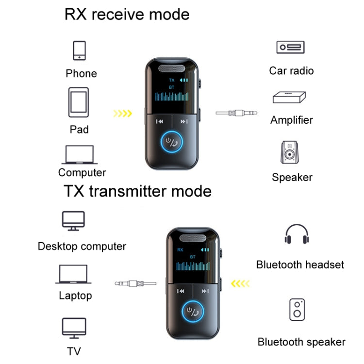 GT69 Digital Display Bluetooth Receiver Transmitter Amplifier Audio Adapter - Audio Receiver Transmitter by buy2fix | Online Shopping UK | buy2fix