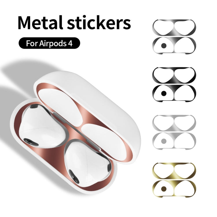 For Apple AirPods 4 Metal Sticker Case(Silver) - Protective Sticker by buy2fix | Online Shopping UK | buy2fix