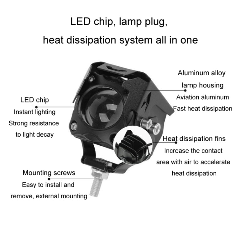 20W Motorcycle LED Headlight Auxiliary Spotlight Lens Dual Color Fog Light(Near Yellow+Far White) - Headlights by buy2fix | Online Shopping UK | buy2fix