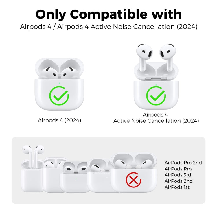 For Airpods 4 AhaStyle WG164 Earphone Anti-Drop TPU Split Protective Case(Transparent Pink) by AhaStyle