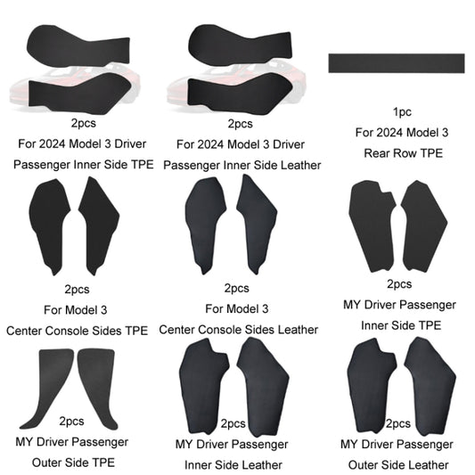 For Tesla Center Console Side Anti-kick Protective Pad, Style: For 2024 Model 3 Driver Passenger Inner Side Leather by buy2fix