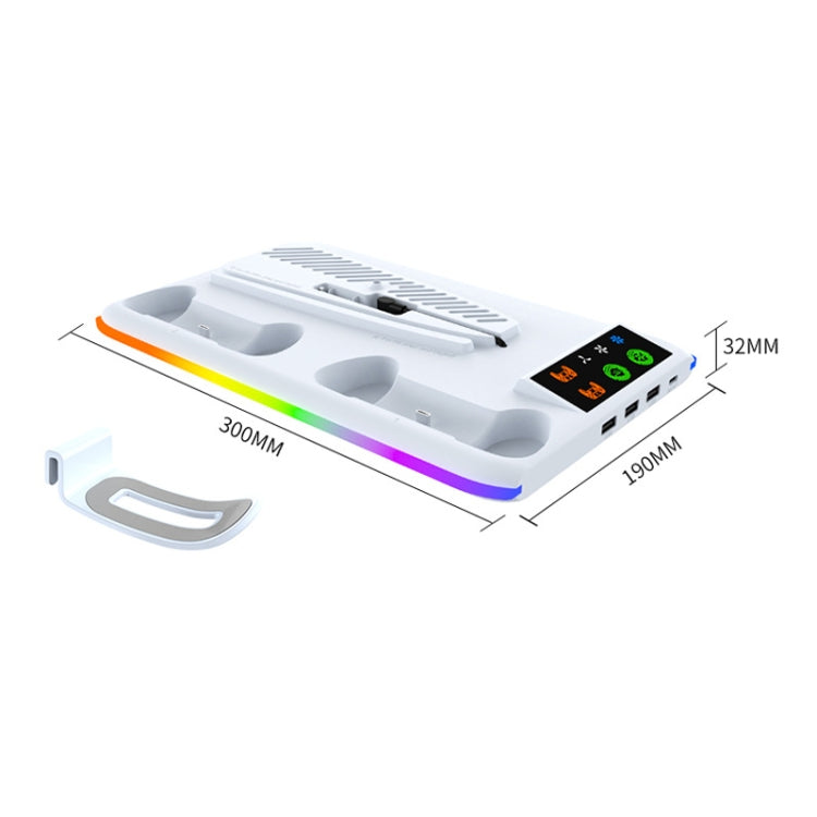 For PS5 Slim / PS5 iplay HA-8008 Cooling Bracket Headphone Organiser Grip Holder Charger(White) - Holder by iplay | Online Shopping UK | buy2fix