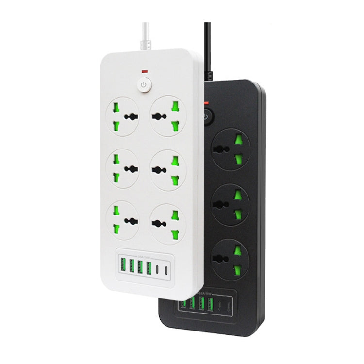 Thunderproof Overload Protection 4USB+2PD+6 Holes Socket, Color: Black UK Plug by buy2fix