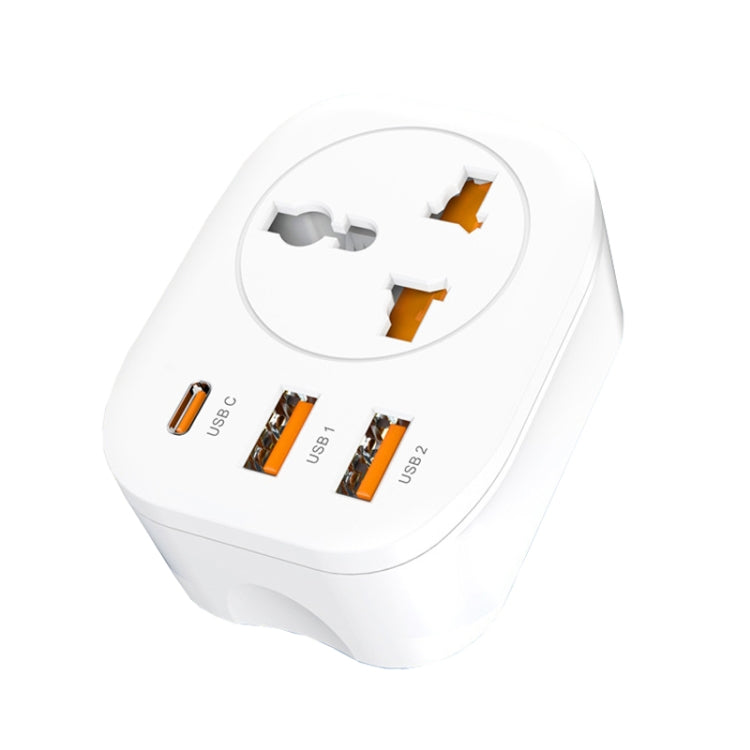 Universal Converter Plug 2USB+Type-C Smart Converter Socket EU Plug(White) by buy2fix