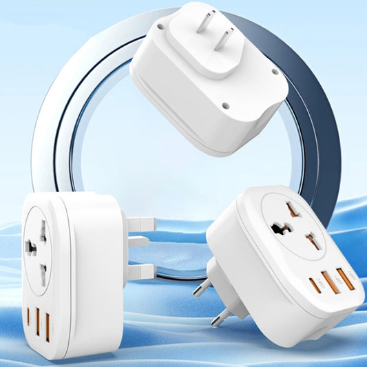 Universal Converter Plug 2USB+Type-C Smart Converter Socket UK Plug(White) by buy2fix