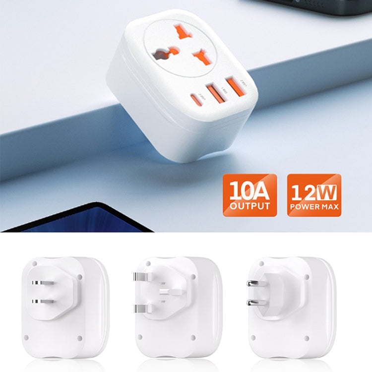 Universal Converter Plug 2USB+Type-C Smart Converter Socket EU Plug(White) by buy2fix
