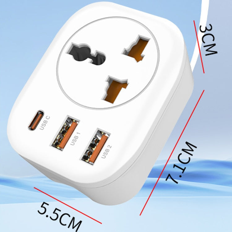 Universal Converter Plug 2USB+Type-C Smart Converter Socket EU Plug(White) by buy2fix