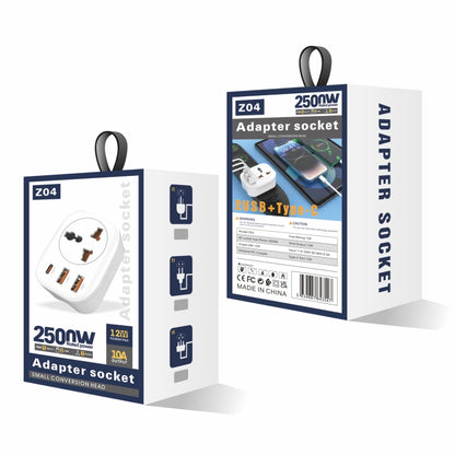 Universal Converter Plug 2USB+Type-C Smart Converter Socket EU Plug(White) by buy2fix