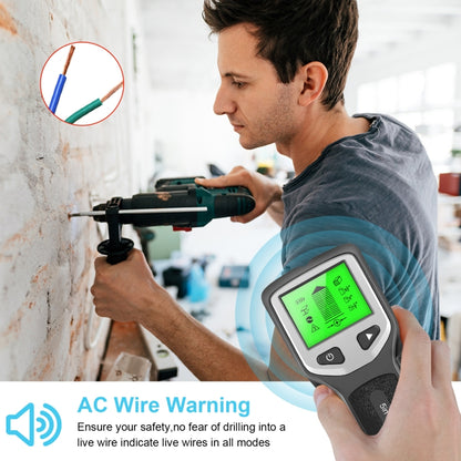 5-in-1 Wall Stud Detector Edge Center Wood Current Metal AC Wires Detection(Black) by buy2fix